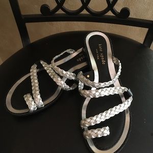 Kate Spade silver leather braided sandals size 6